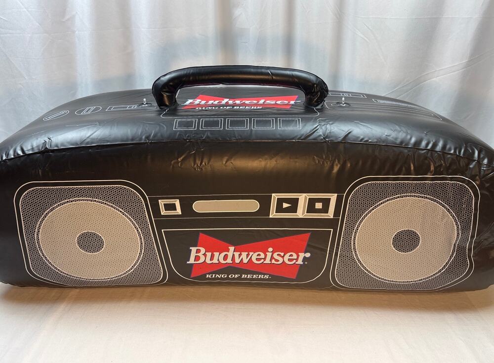Budweiser King of Beers 35” Inflatable Boom Box, Pool Toy Man Cave Decor Vintage